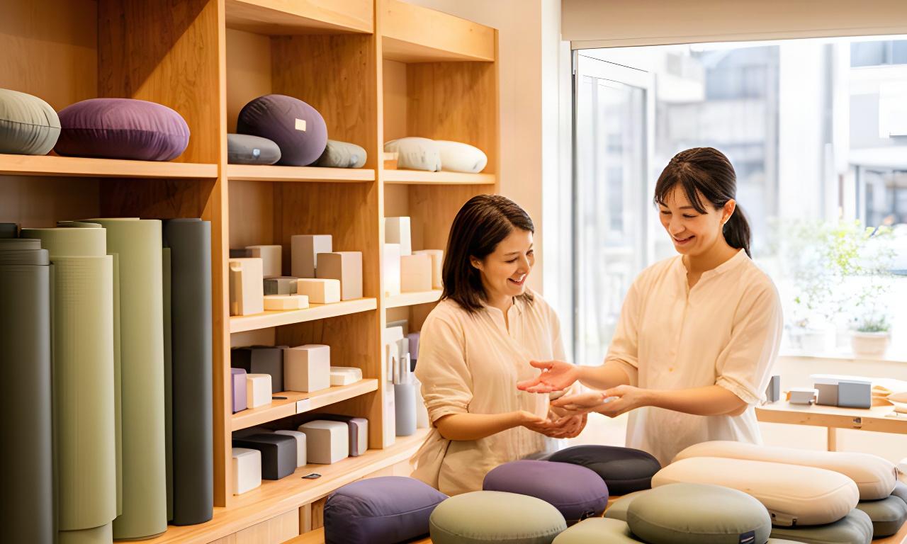 Hoshino Zen森永橋店の木目調の店内でスタッフが商品を案内する様子